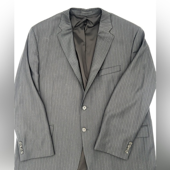 Lauren Ralph Lauren 2 Piece Wool Suit 42R Gray Pinstripe Blazer Pants 38W 30L - Picture 3 of 16